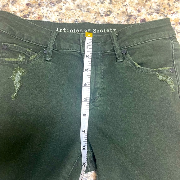 Articles of Society raw hem skinny ankle jeans in olive green size 25 - Picture 10 of 10